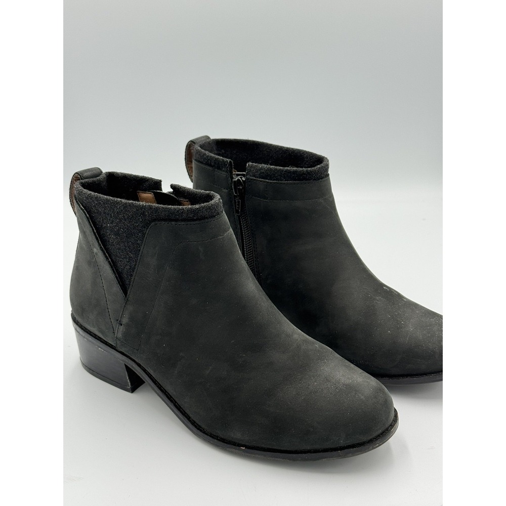 Vionic Joslyn Boots Size 6.5 Wide Black Weather Resistant Leather Ankle Zip - Picture 11 of 13